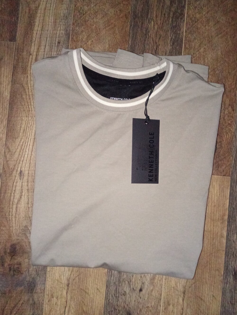 Kenneth Cole Men's Short Sleeve Tee in Taupe with Cream Trim